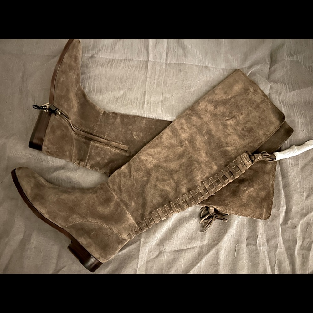 Frye Tan Suede Over the Knee Boots